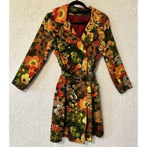 Travel Coat Travelcoats by Naman in a Flower Power Hippie Nylon 1970s Fashion